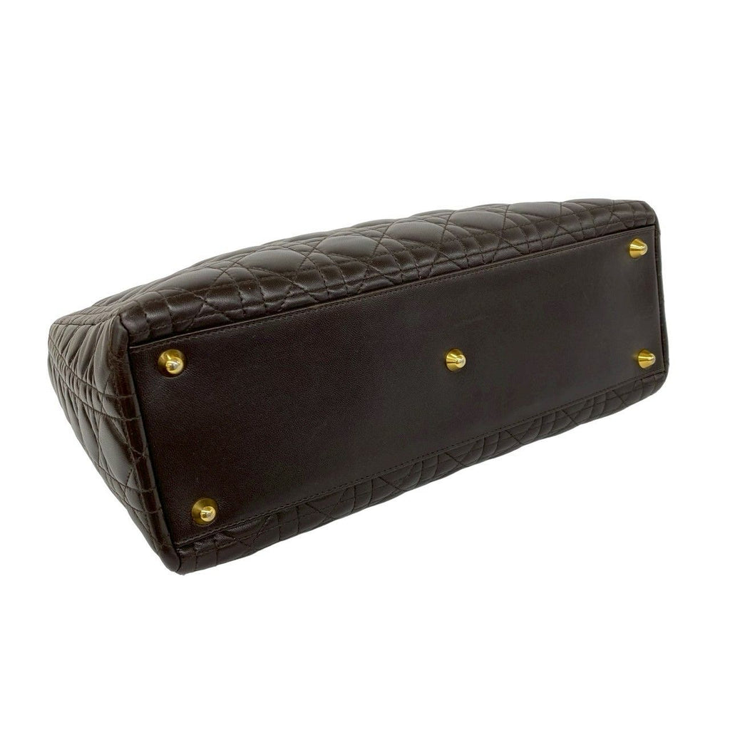 Dior Lady Cannage Lambskin Leather Handbag Mini Tote Brown — view 7