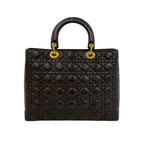 Dior Lady Cannage Lambskin Leather Handbag Mini Tote Brown — view 3