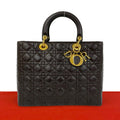 Dior Lady Cannage Lambskin Leather Handbag Mini Tote Brown