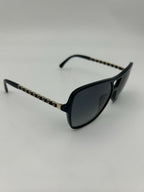 Chanel CC Logo Polarized Sunglasses Black Gray Gradient Eyewear — view 6