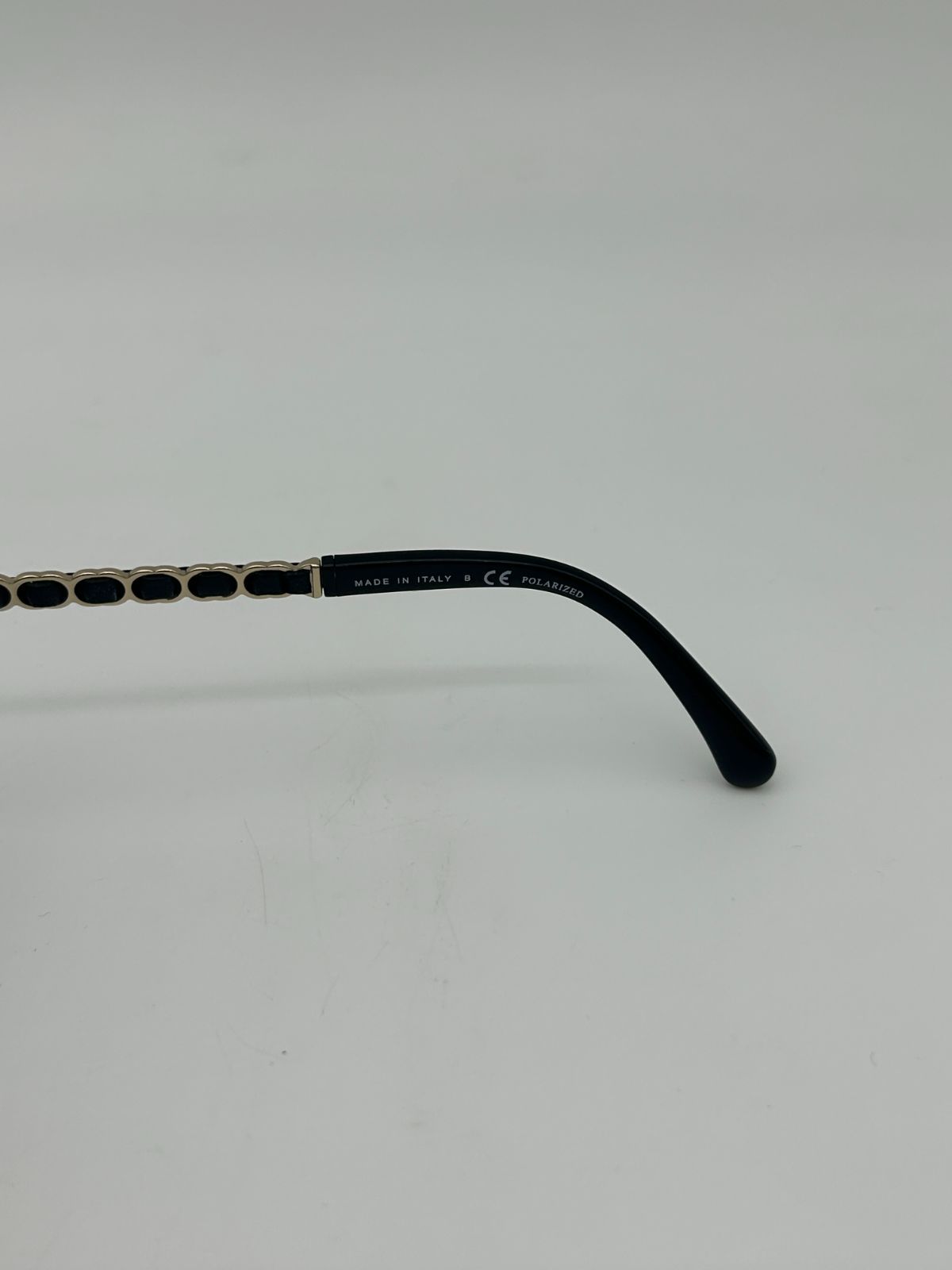Chanel CC Logo Polarized Sunglasses Black Gray Gradient Eyewear — view 9