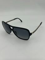 Chanel CC Logo Polarized Sunglasses Black Gray Gradient Eyewear — view 8