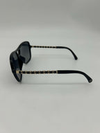 Chanel CC Logo Polarized Sunglasses Black Gray Gradient Eyewear — view 7