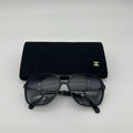 Chanel CC Logo Polarized Sunglasses Black Gray Gradient Eyewear