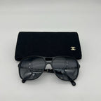 Chanel CC Logo Polarized Sunglasses Black Gray Gradient Eyewear