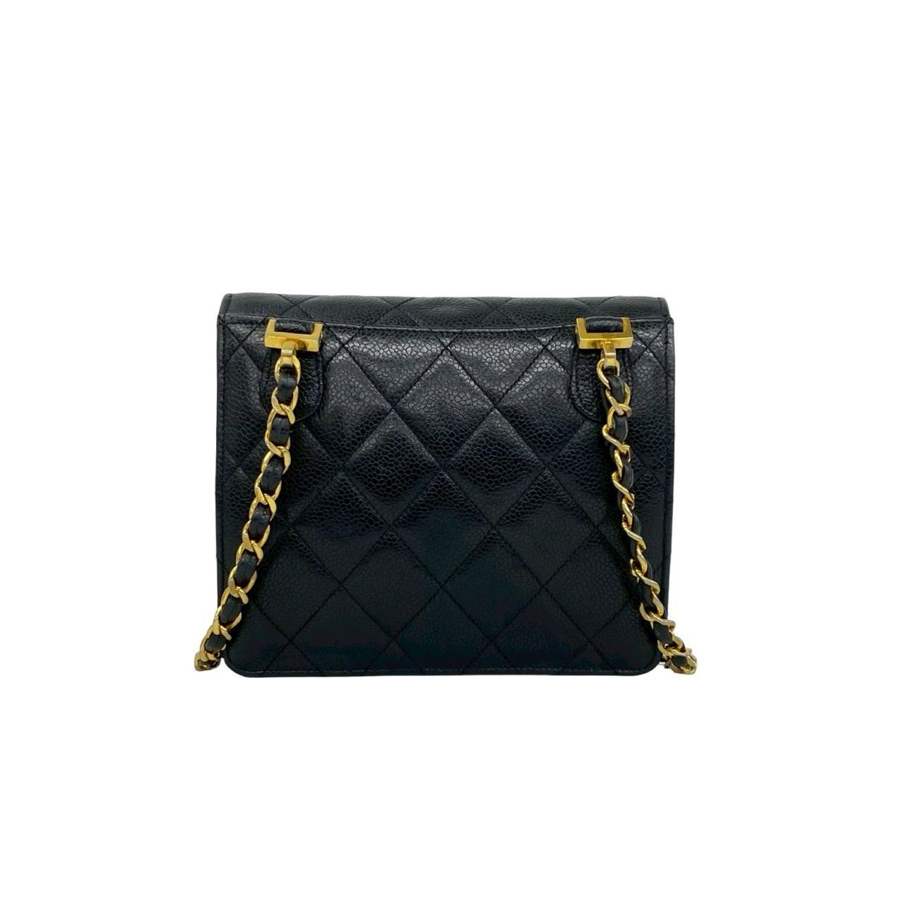 Chanel Vintage Quilted Caviar Leather Chain Mini Shoulder Bag Black — view 3
