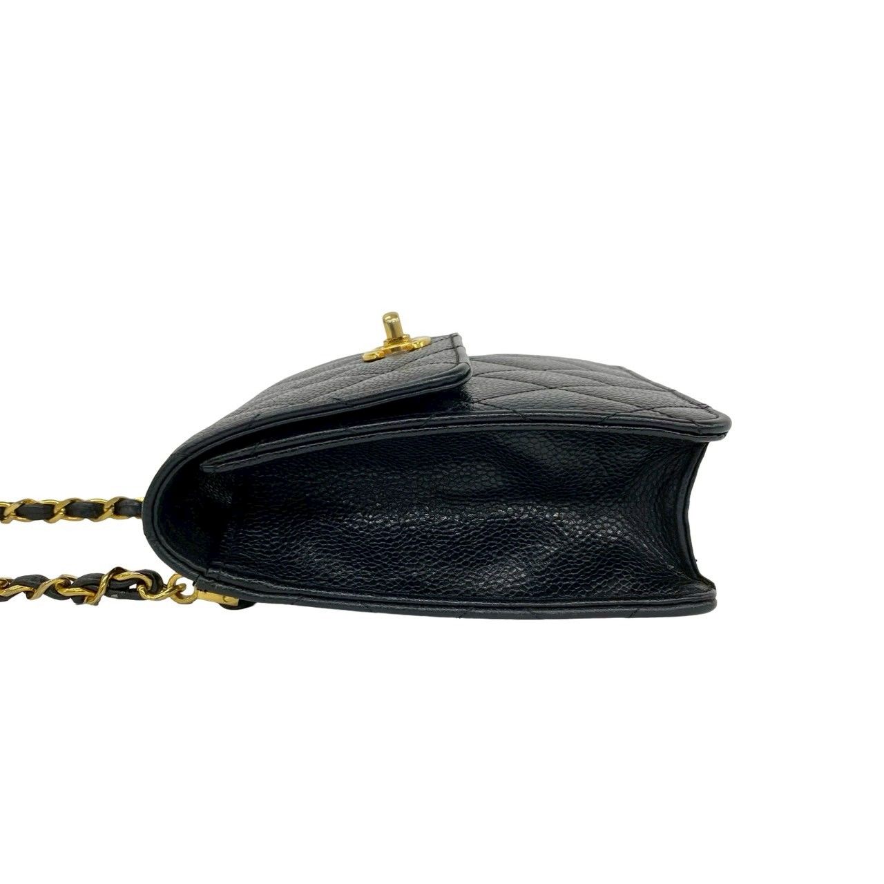 Chanel Vintage Quilted Caviar Leather Chain Mini Shoulder Bag Black — view 5