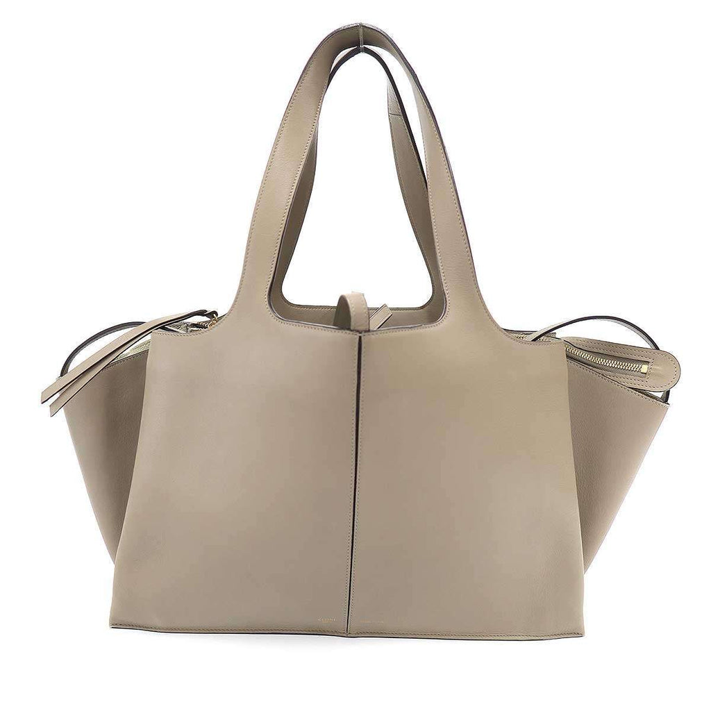 Celine Trifold Leather Tote Beige