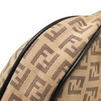 Fendi Zucchino Shoulder Bag Beige Black Canvas Leather — view 5