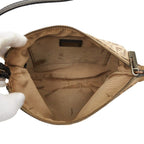 Fendi Zucchino Shoulder Bag Beige Black Canvas Leather — view 9
