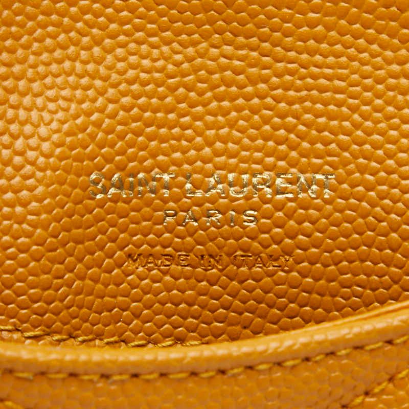 Saint Laurent Monogram Fragment YSL Logo Flap Card Case Yellow Leather — view 9