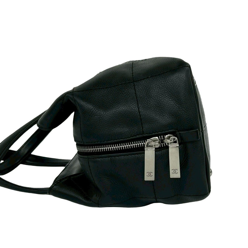 Chanel Card and Choco Bar Caviar Leather Handbag Black — view 5