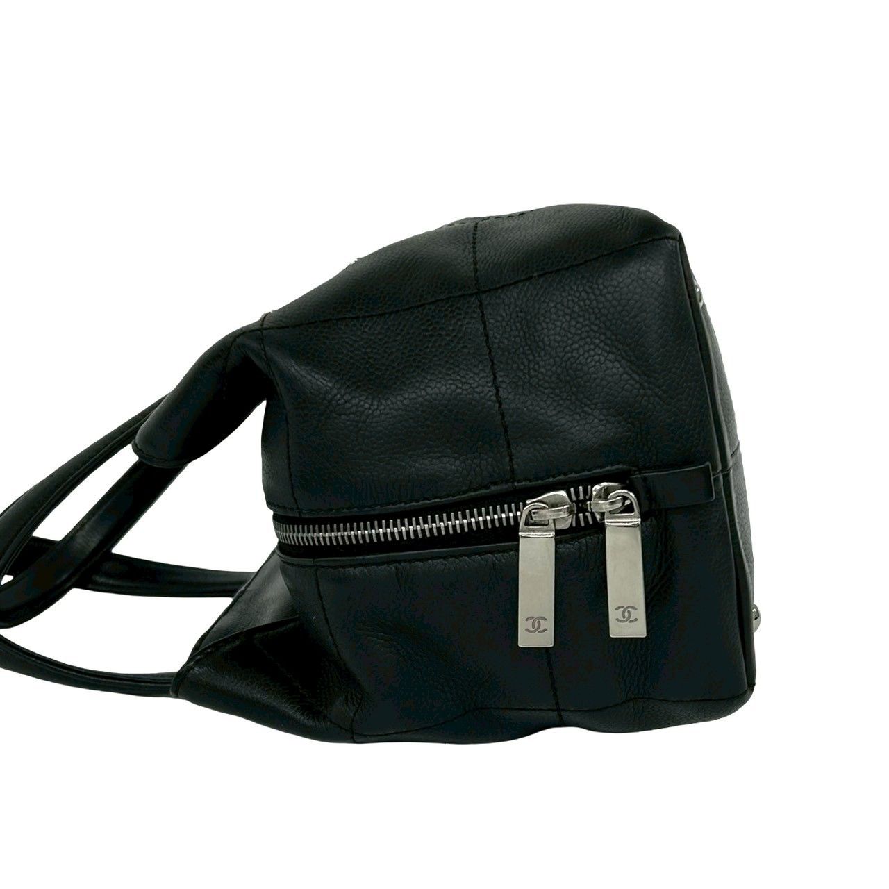 Chanel Card and Choco Bar Caviar Leather Handbag Black — view 5