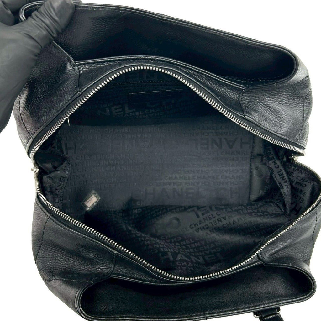 Chanel Card and Choco Bar Caviar Leather Handbag Black — view 9