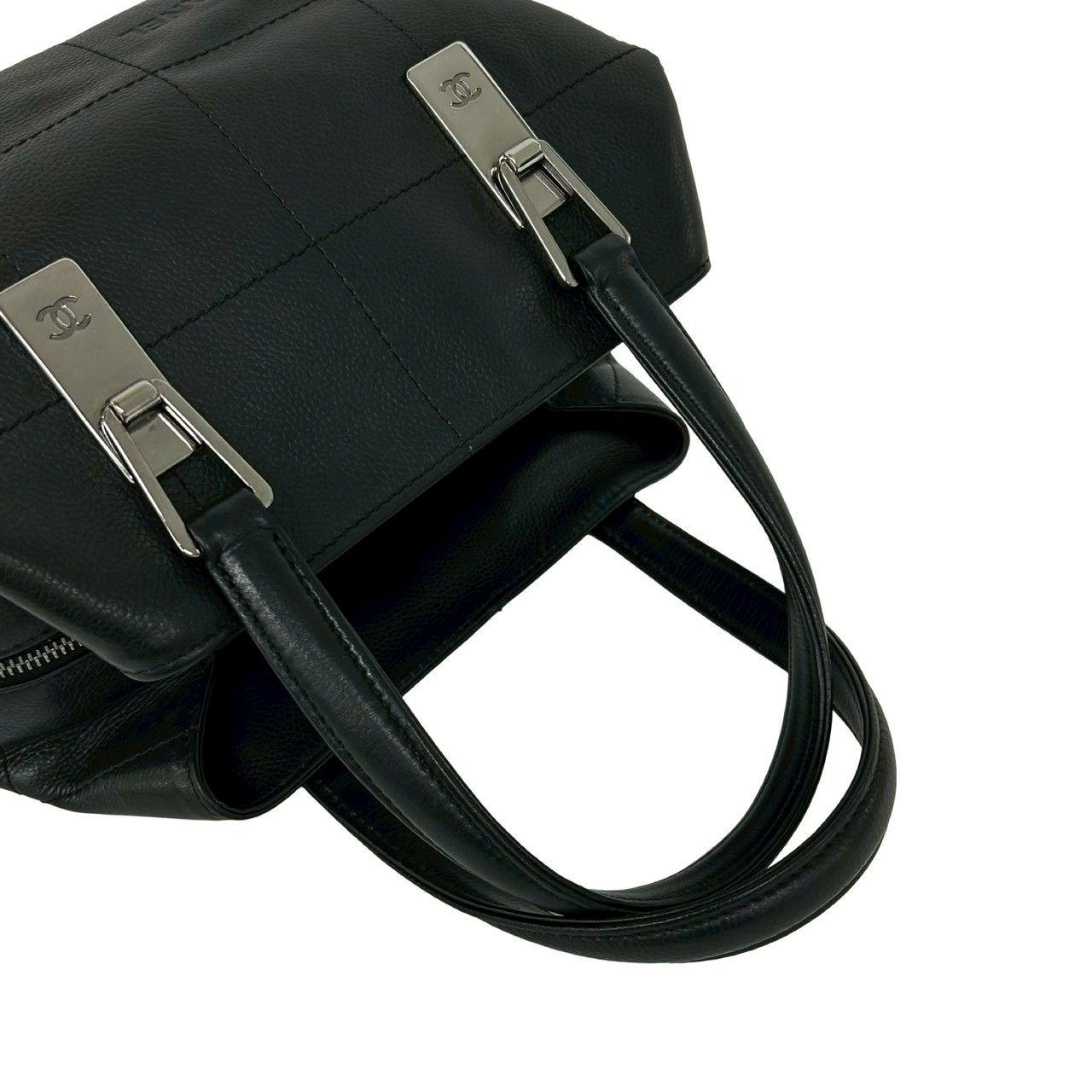 Chanel Card and Choco Bar Caviar Leather Handbag Black — view 4