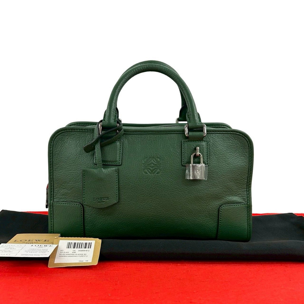 Loewe Amazona 28 Anagram Logo Leather Mini Boston Bag Green