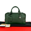 Loewe Amazona 28 Anagram Logo Leather Mini Boston Bag Green