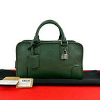 Loewe Amazona 28 Anagram Logo Leather Mini Boston Bag Green