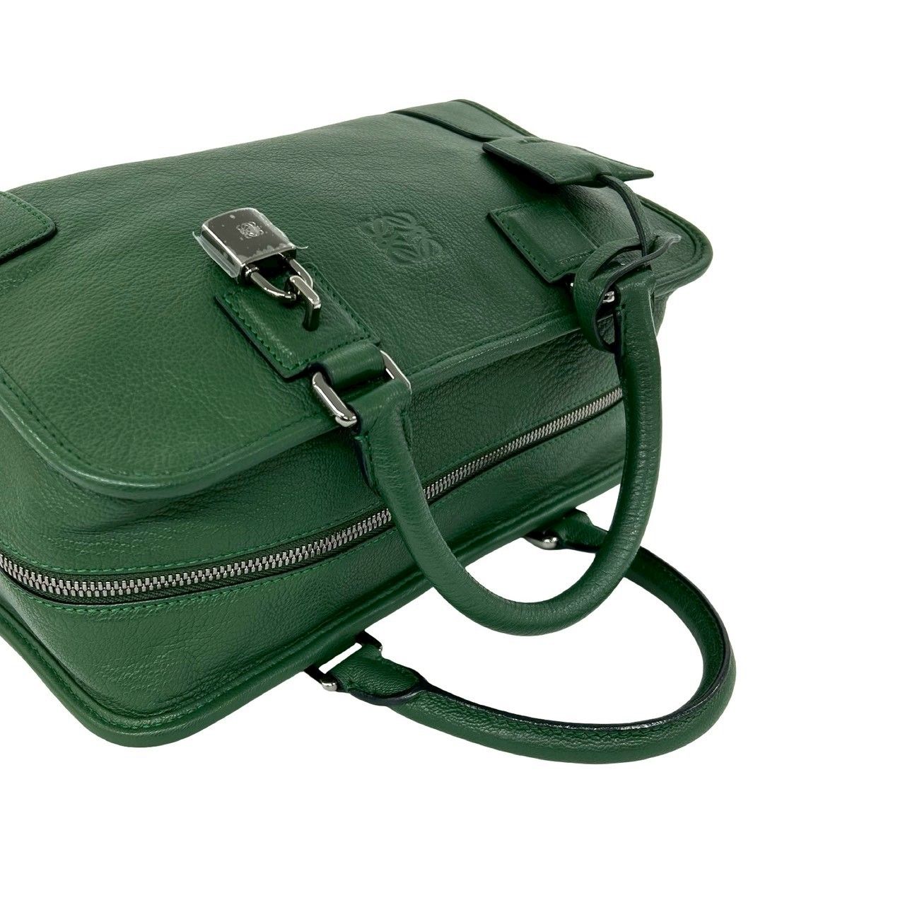 Loewe Amazona 28 Anagram Logo Leather Mini Boston Bag Green — view 4