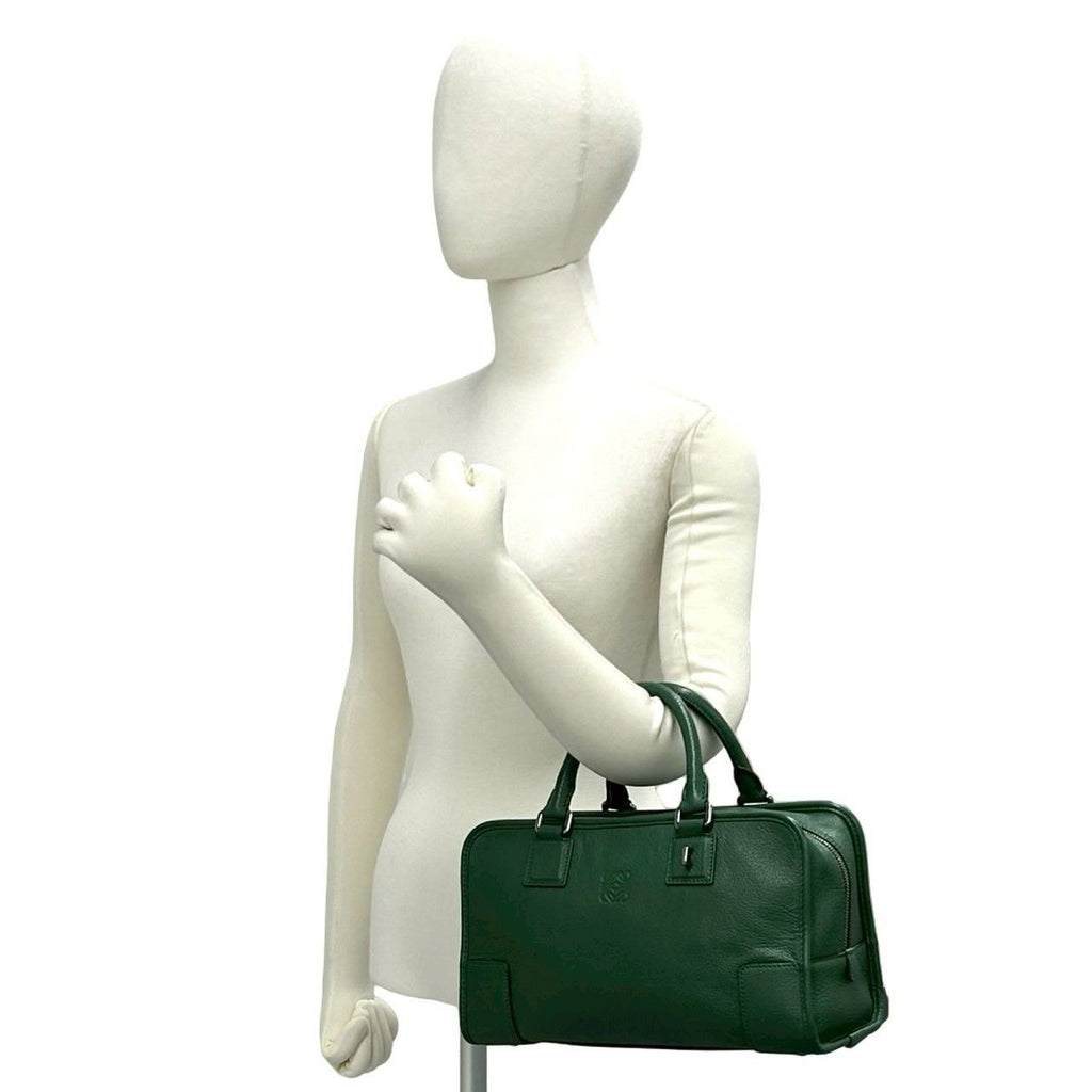 Loewe Amazona 28 Anagram Logo Leather Mini Boston Bag Green — view 2