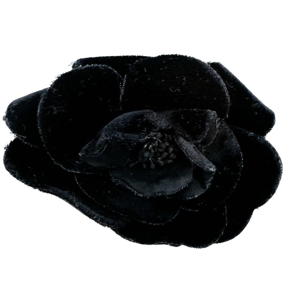 Chanel Camellia Pin Brooch Corsage Black