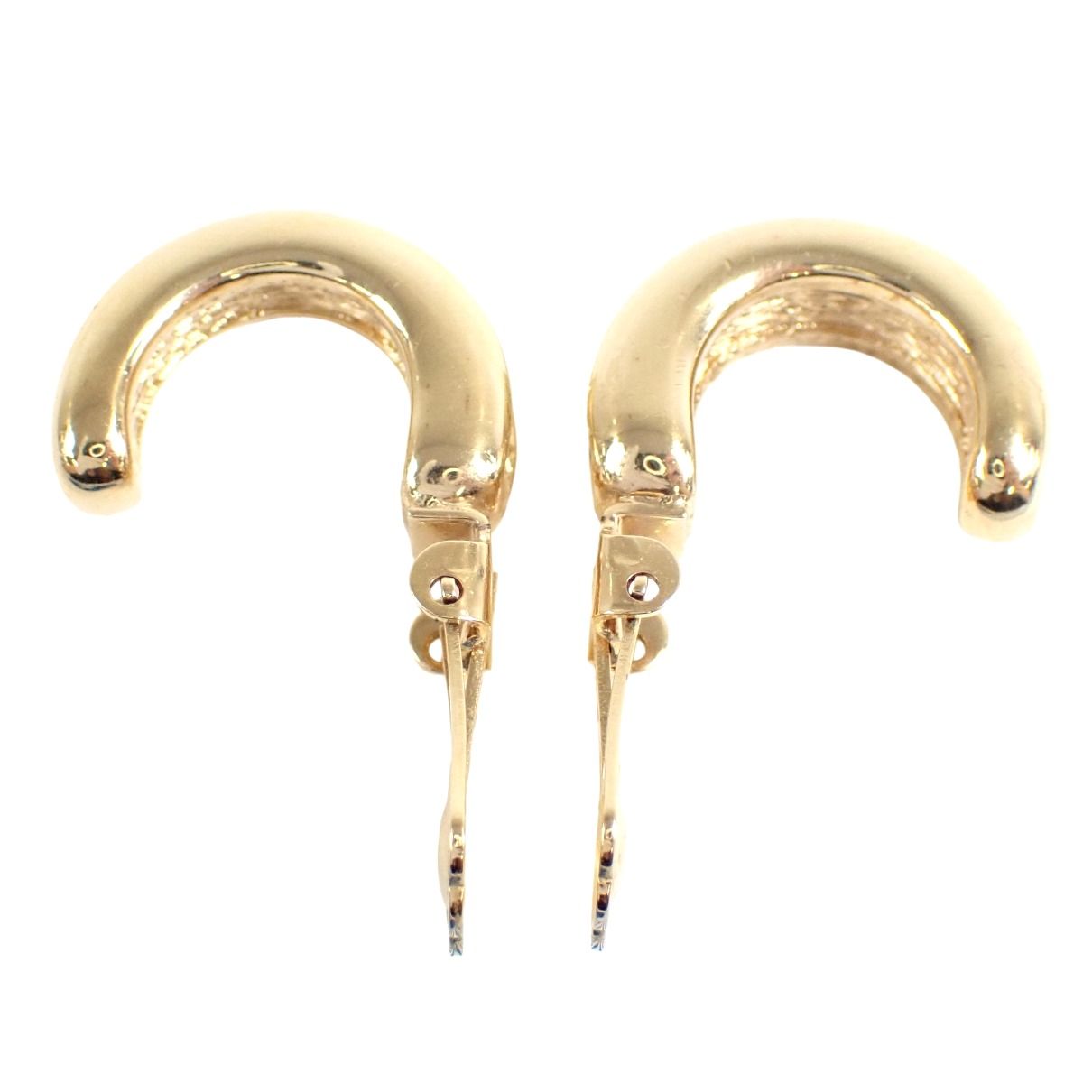 Dior Half Hoop Earrings Rhinestone Gold — view 5
