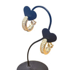 Dior Half Hoop Earrings Rhinestone Gold — view 2
