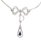 Dior Rhinestone Necklace Ribbon Motif Silver — view 2