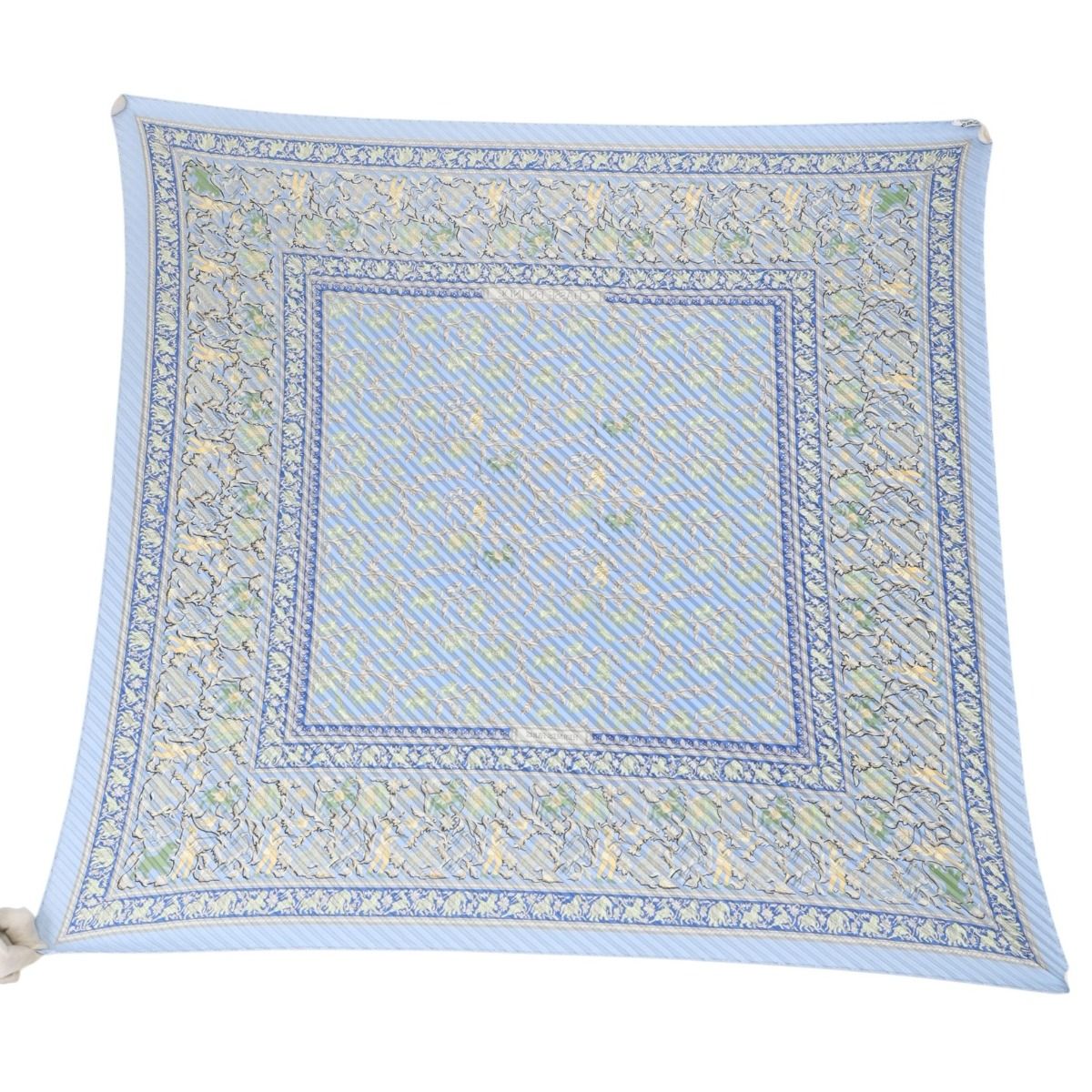 Hermes Indian Hunting Pleated Scarf Carre 90 Blue — view 5