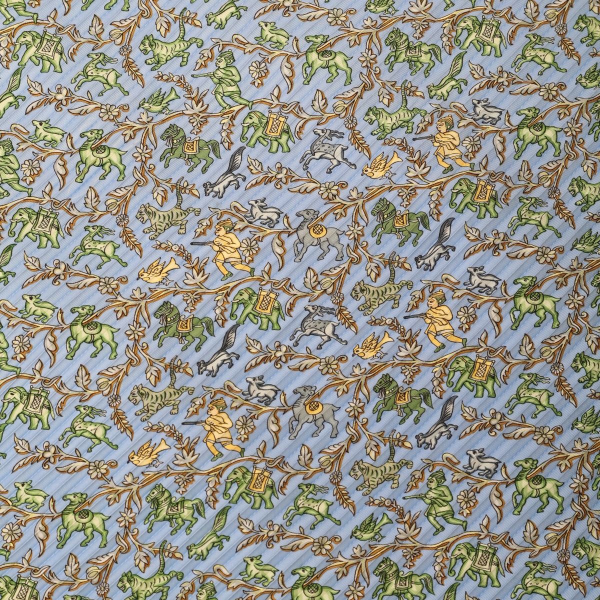 Hermes Indian Hunting Pleated Scarf Carre 90 Blue — view 8