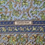 Hermes Indian Hunting Pleated Scarf Carre 90 Blue — view 6