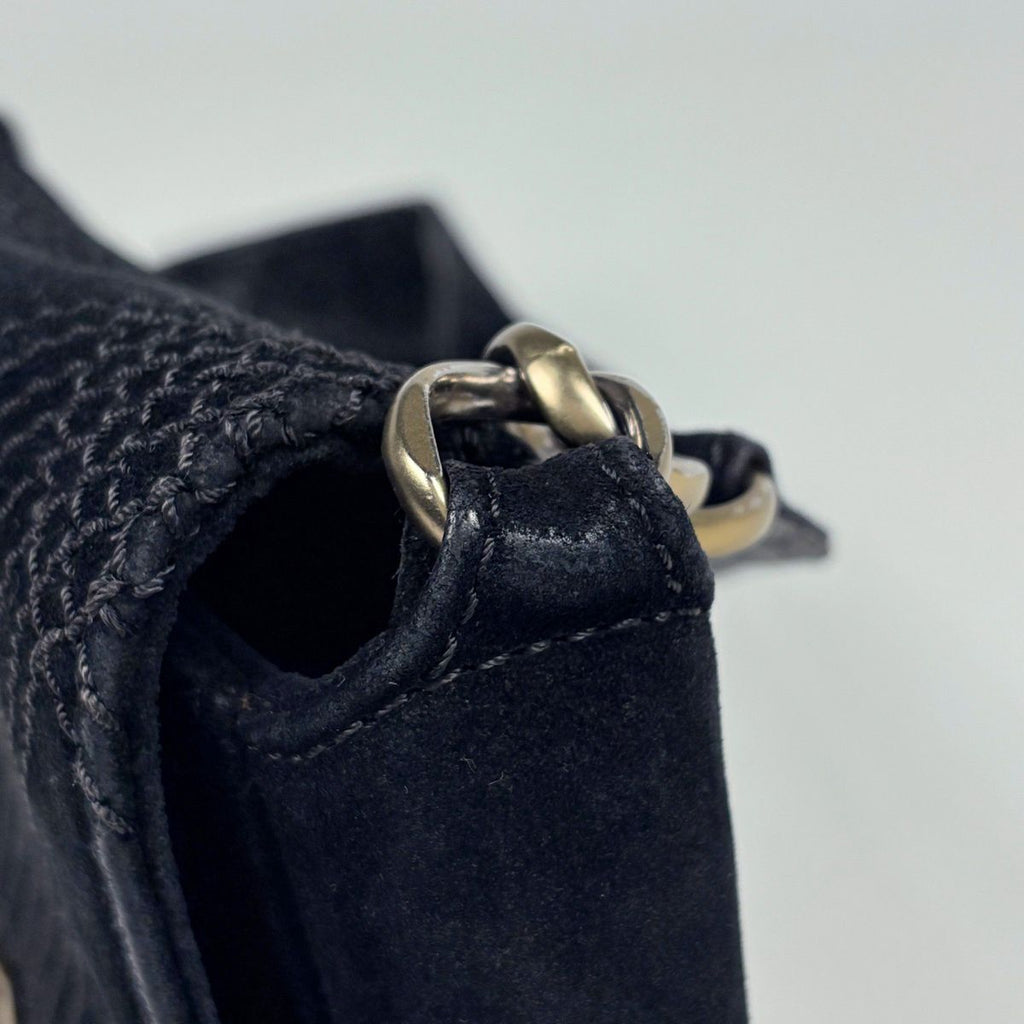 Chanel CC Logo Shoulder Bag Suede Black — view 8