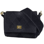Chanel CC Logo Shoulder Bag Suede Black