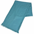 Hermes Logo Shawl Scarf Cashmere Silk Blue
