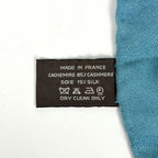 Hermes Logo Shawl Scarf Cashmere Silk Blue — view 5