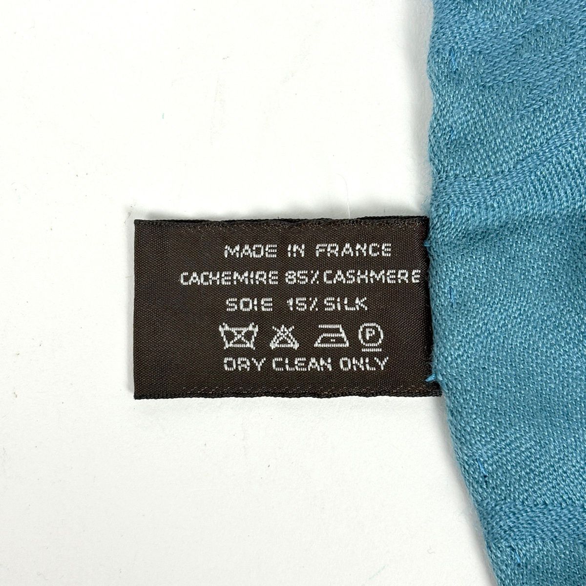 Hermes Logo Shawl Scarf Cashmere Silk Blue — view 5