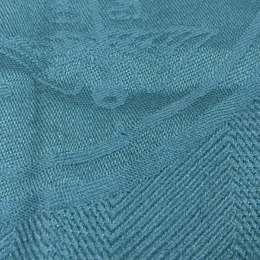 Hermes Logo Shawl Scarf Cashmere Silk Blue — view 3