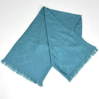 Hermes Logo Shawl Scarf Cashmere Silk Blue — view 2