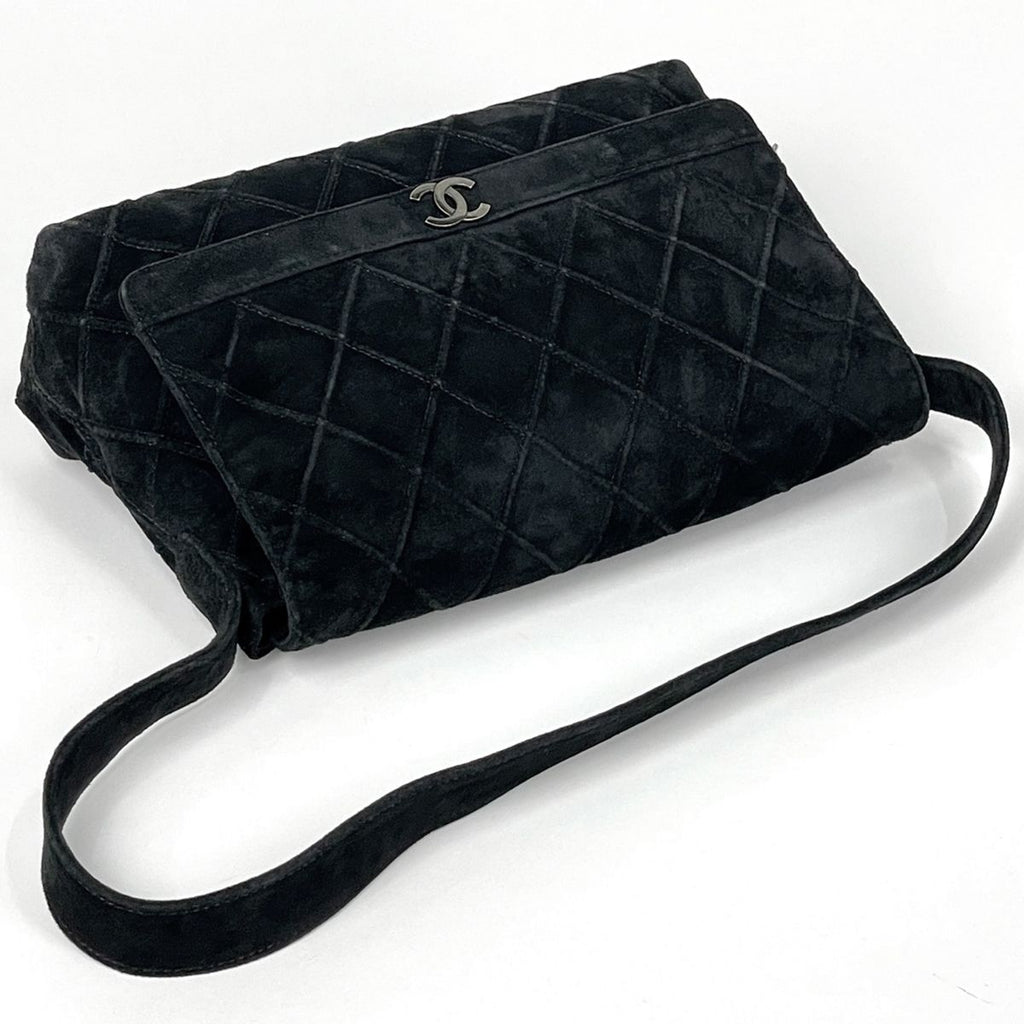 Chanel Cosmos Line Shoulder Bag CC Logo Suede Black — view 7