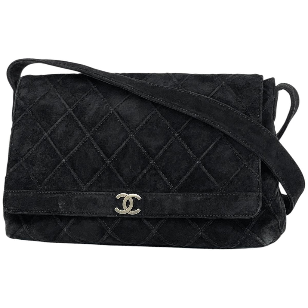 Chanel Cosmos Line Shoulder Bag CC Logo Suede Black