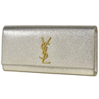Saint Laurent Logo Clutch YSL Cassandra Leather Gold