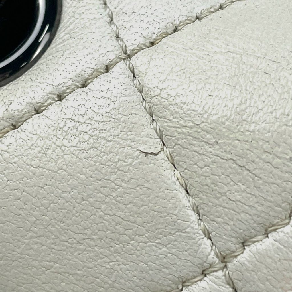 Chanel Single Flap Chain Shoulder Bag Bicolor Leather White — view 6