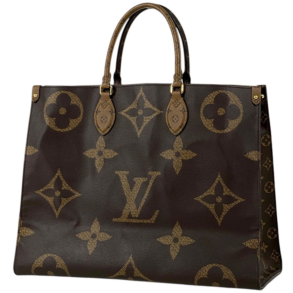 Louis Vuitton On The Go GM 2-Way Shoulder Bag Monogram Giant Tote Reverse Brown