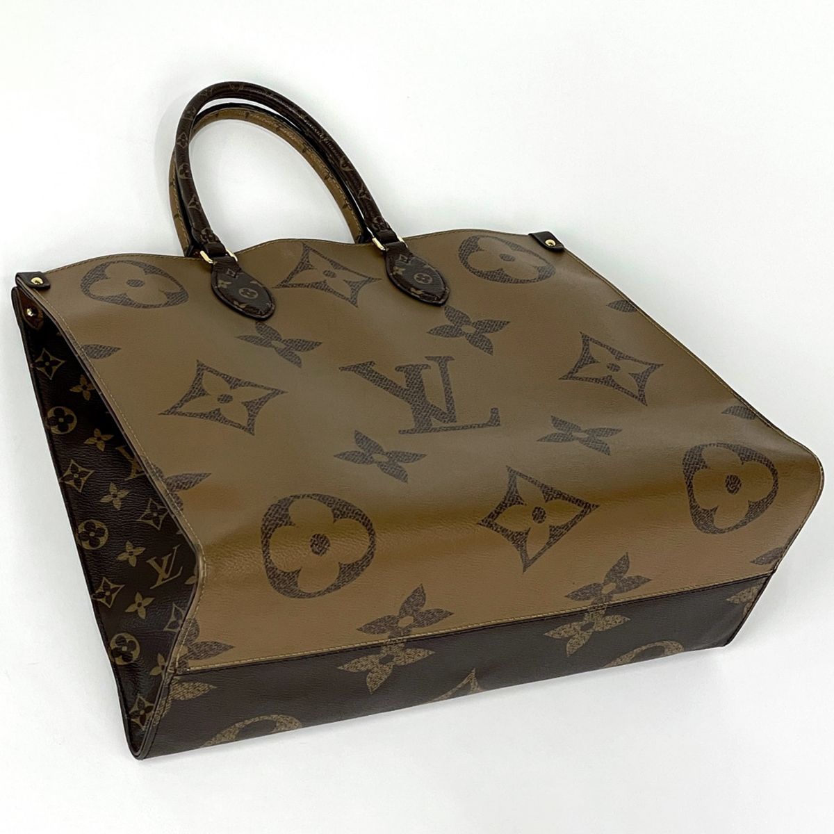 Louis Vuitton On The Go GM 2-Way Shoulder Bag Monogram Giant Tote Reverse Brown — view 2