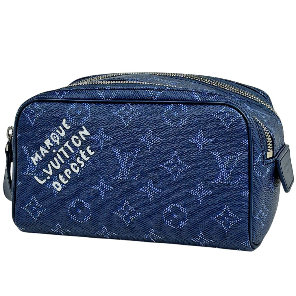 Louis Vuitton Mini Dopp Kit Monogram Heritage Leather Chien Blue Handbag