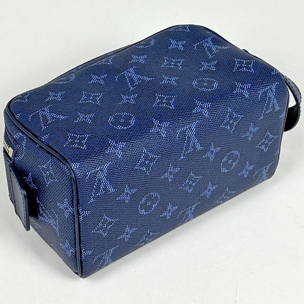 Louis Vuitton Mini Dopp Kit Monogram Heritage Leather Chien Blue Handbag — view 2