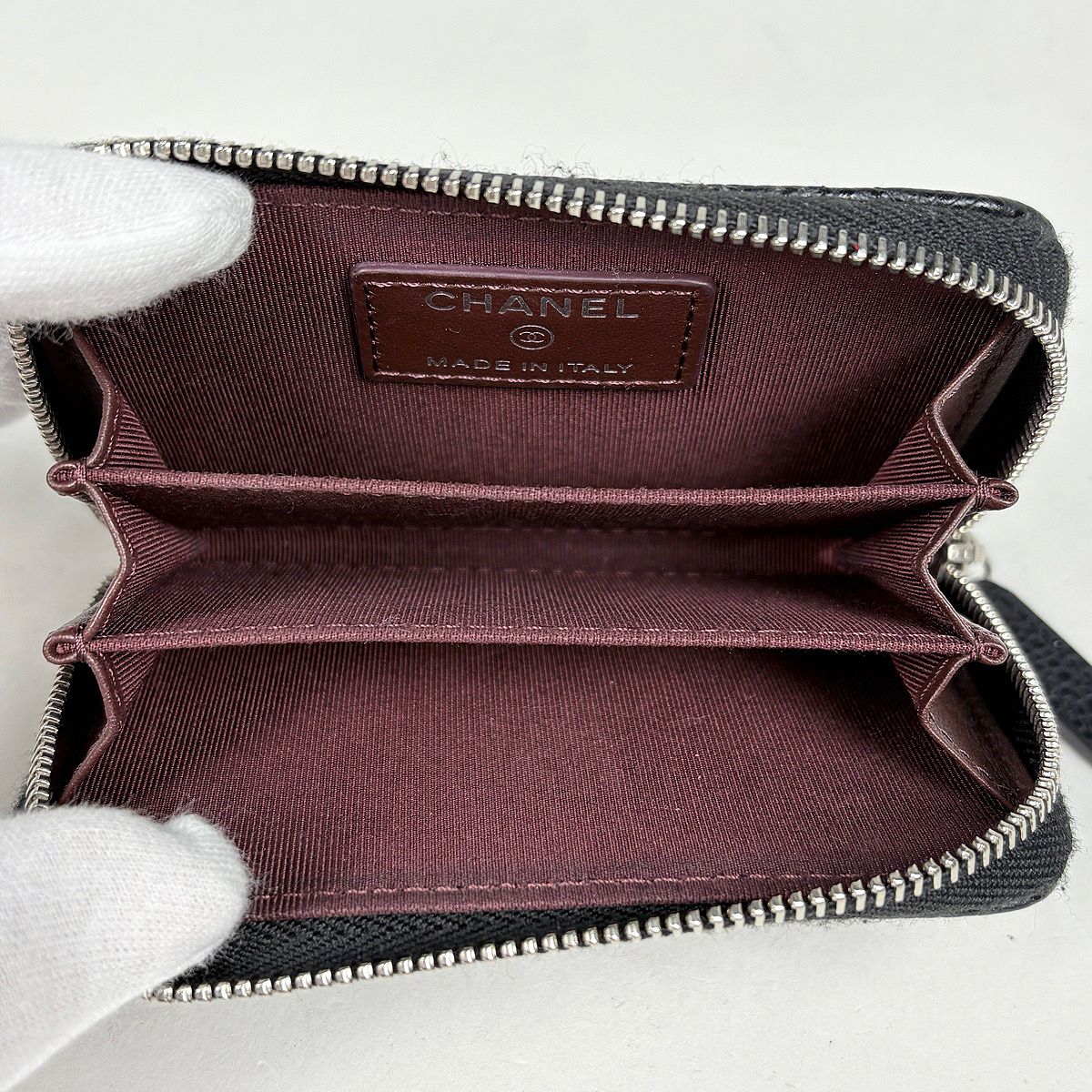 Chanel CC Logo Coin Case Card Caviar Leather Black — view 6