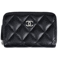 Chanel CC Logo Coin Case Card Caviar Leather Black