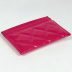 Chanel CC Logo Card Case Enamel Patent Leather Pink — view 2