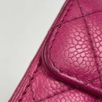 Chanel CC Logo Card Case Quilted Leather Pink — view 4